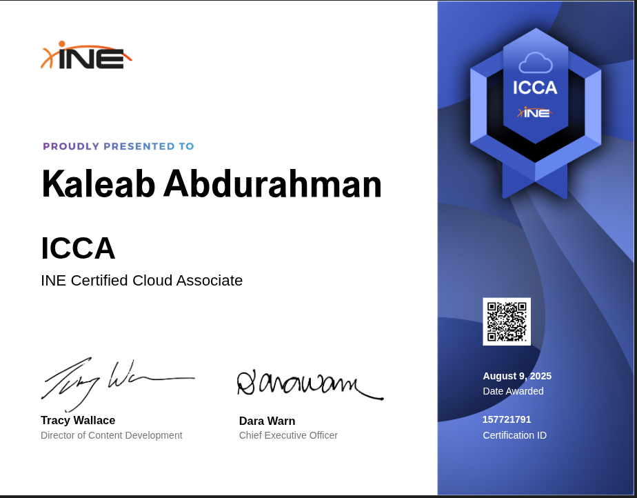 ICCA certificate