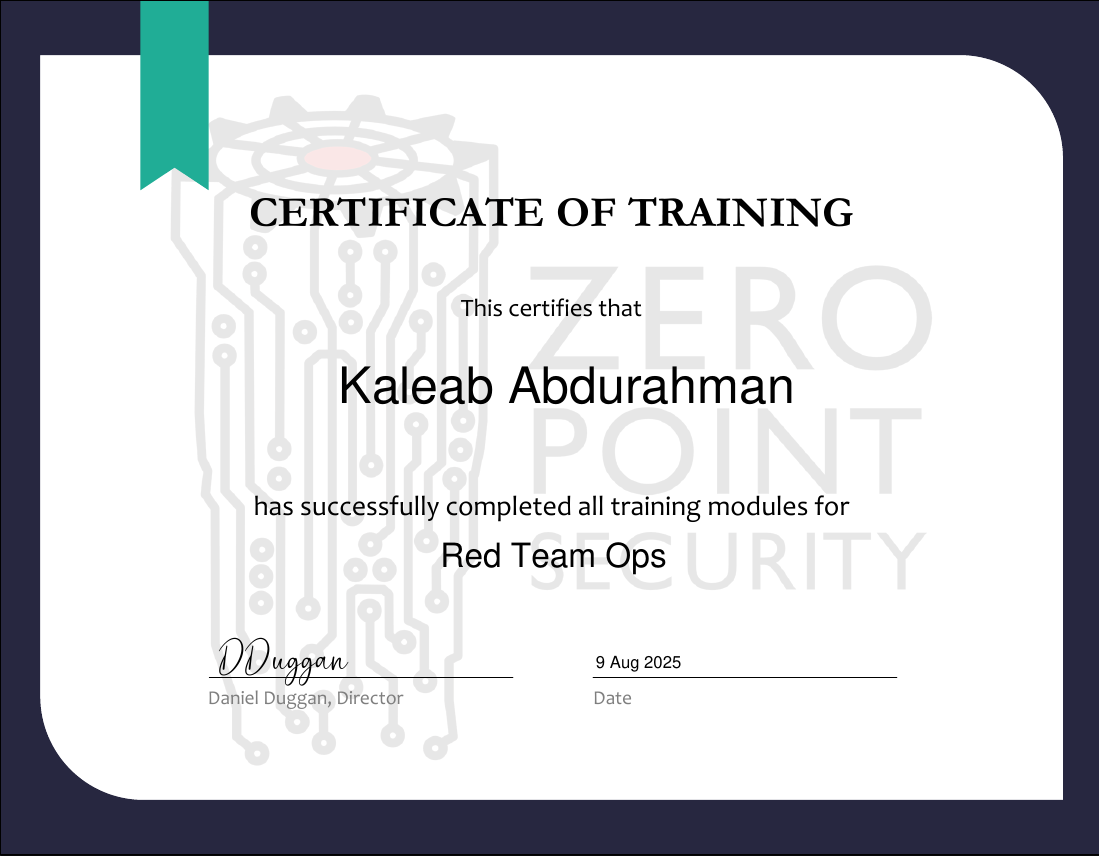 Red Team Ops certificate
