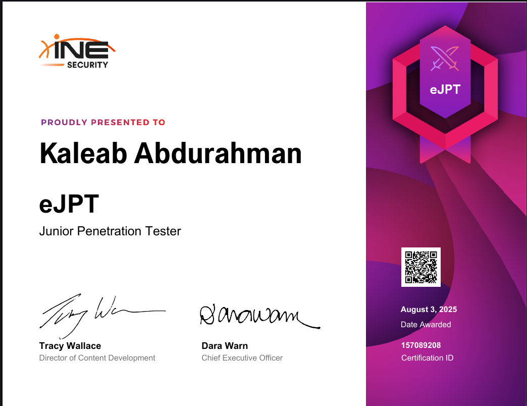 eJPT certificate